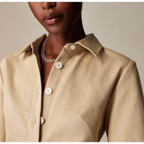 J.Crew Mini Shirtdress Tailored Twill Coastal Khaki Minimalist Classic US 8 NWT - Picture 2 of 14